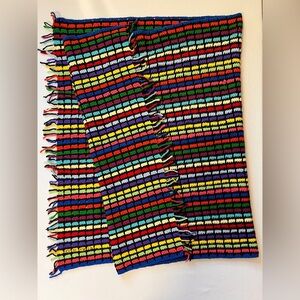 Vintage Stained Glass Pattern Handmade Crochet Rainbow  Afghan Blanket 64x36